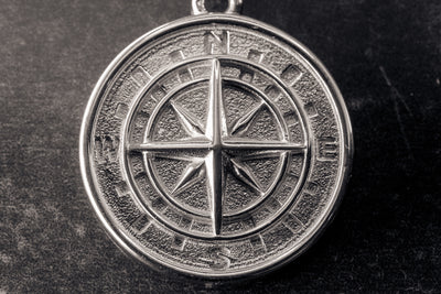 Compass Pendant - Silver - 18 inch